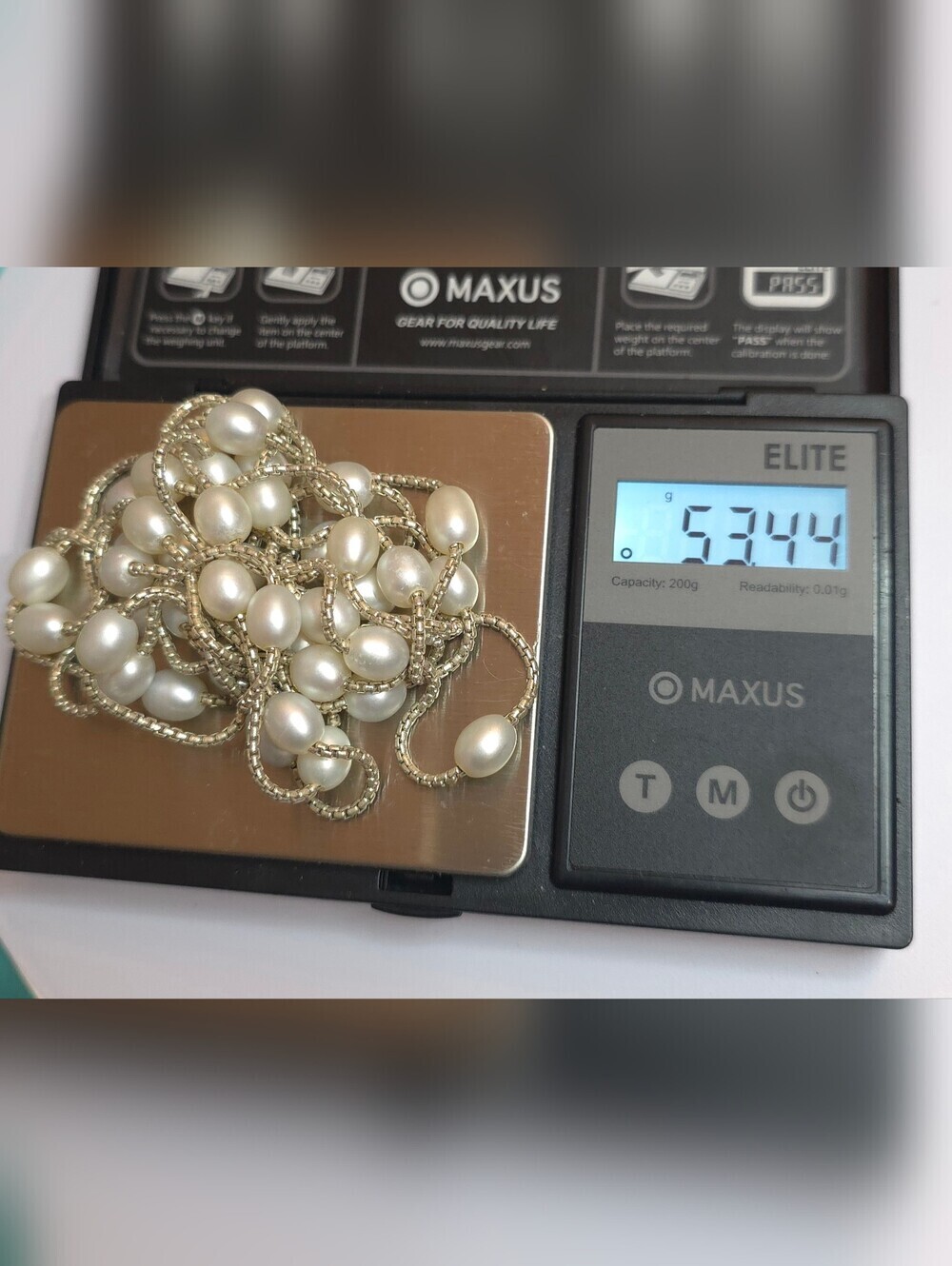 GENUINE PEARL 64 INCH WAIST LENGTH STERLING 925 NECKLACE 7.4 MM  53.44 Grams - Picture 6 of 11